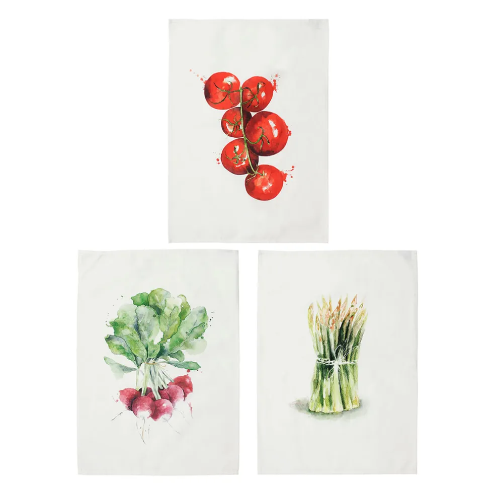 3 torchons marche blancs en coton