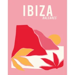 Affiche "Ibiza baléares" rose 30x40cm