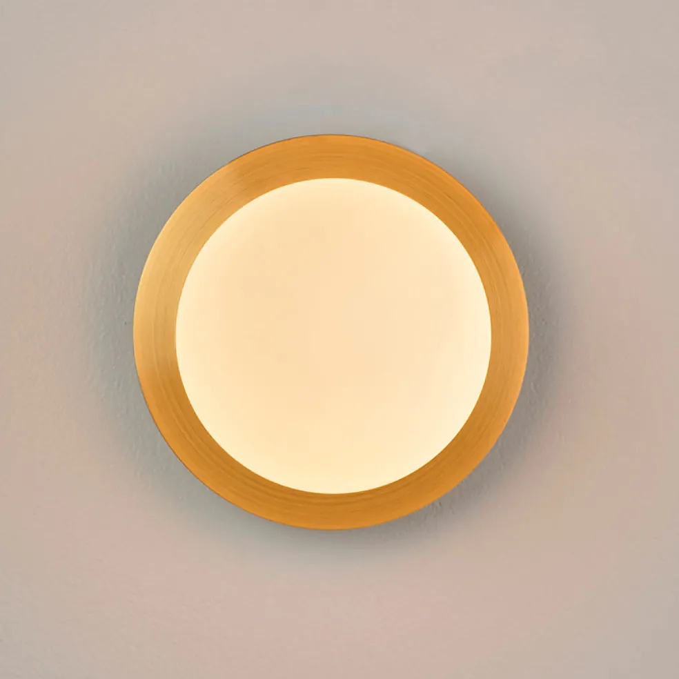 Applique en metal doré et verre laiton d18cm blanc - Manor