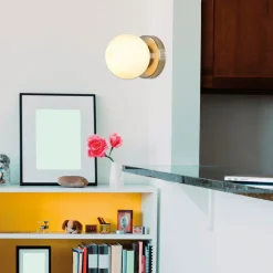 Applique en metal et verre h12cm alu brosse - seventy