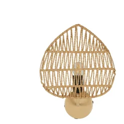 Applique feuille naturelle avec intérupteur H33cm corde de papier - Calyp