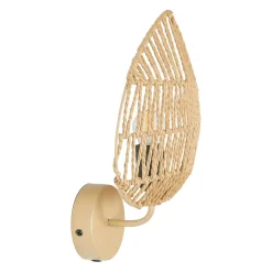 Applique feuille naturelle avec intérupteur H33cm corde de papier - Calyp