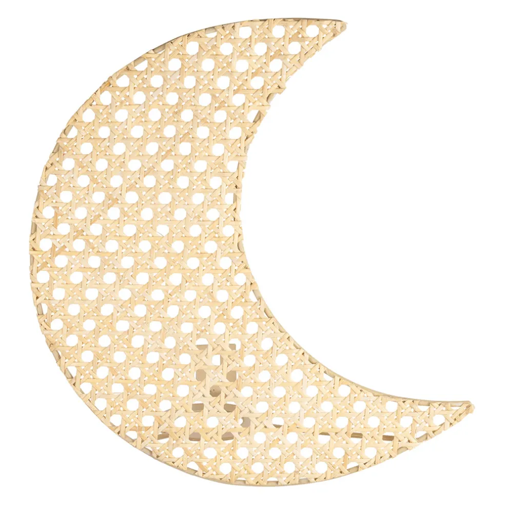 Applique lune en rotin et fer naturel h11cm - Songes