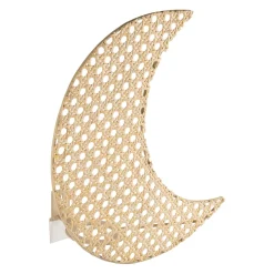 Applique lune en rotin et fer naturel h11cm - Songes