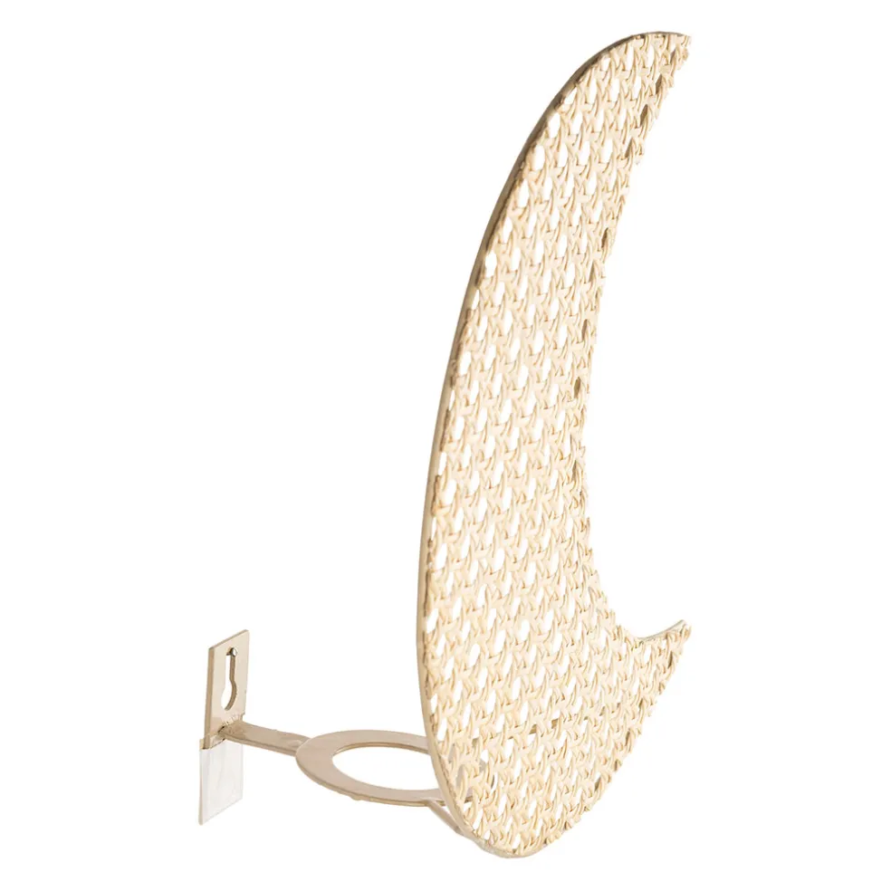 Applique lune en rotin et fer naturel h11cm - Songes