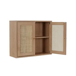 Armoire murale 2 portes bois et cannage 60xh50cm - Baia