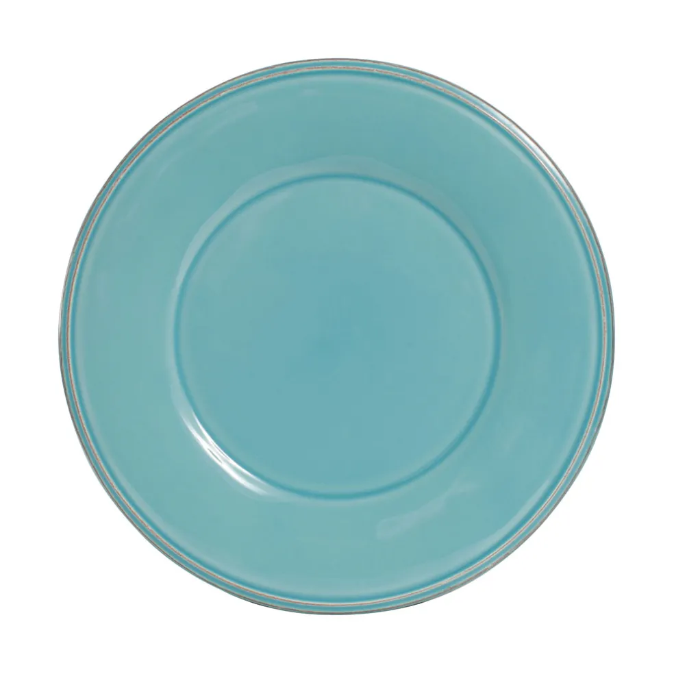Assiette à dessert en faïence turquoise d23.5cm - constance