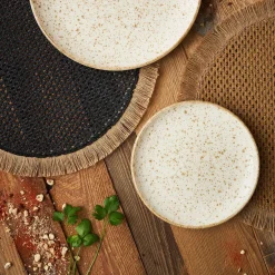 Assiette à dessert beige d20.5cm en faience - lisere