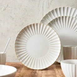 Assiette à dessert en céramique beige d21cm - Vlora