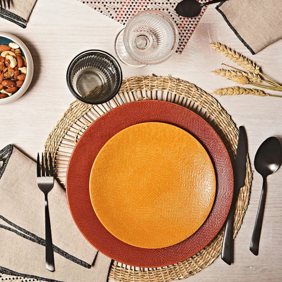 Assiette à dessert en gres safran d21cm - vesuvio