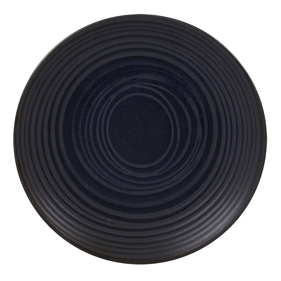 Assiette à dessert en grès noir d21cm - moon