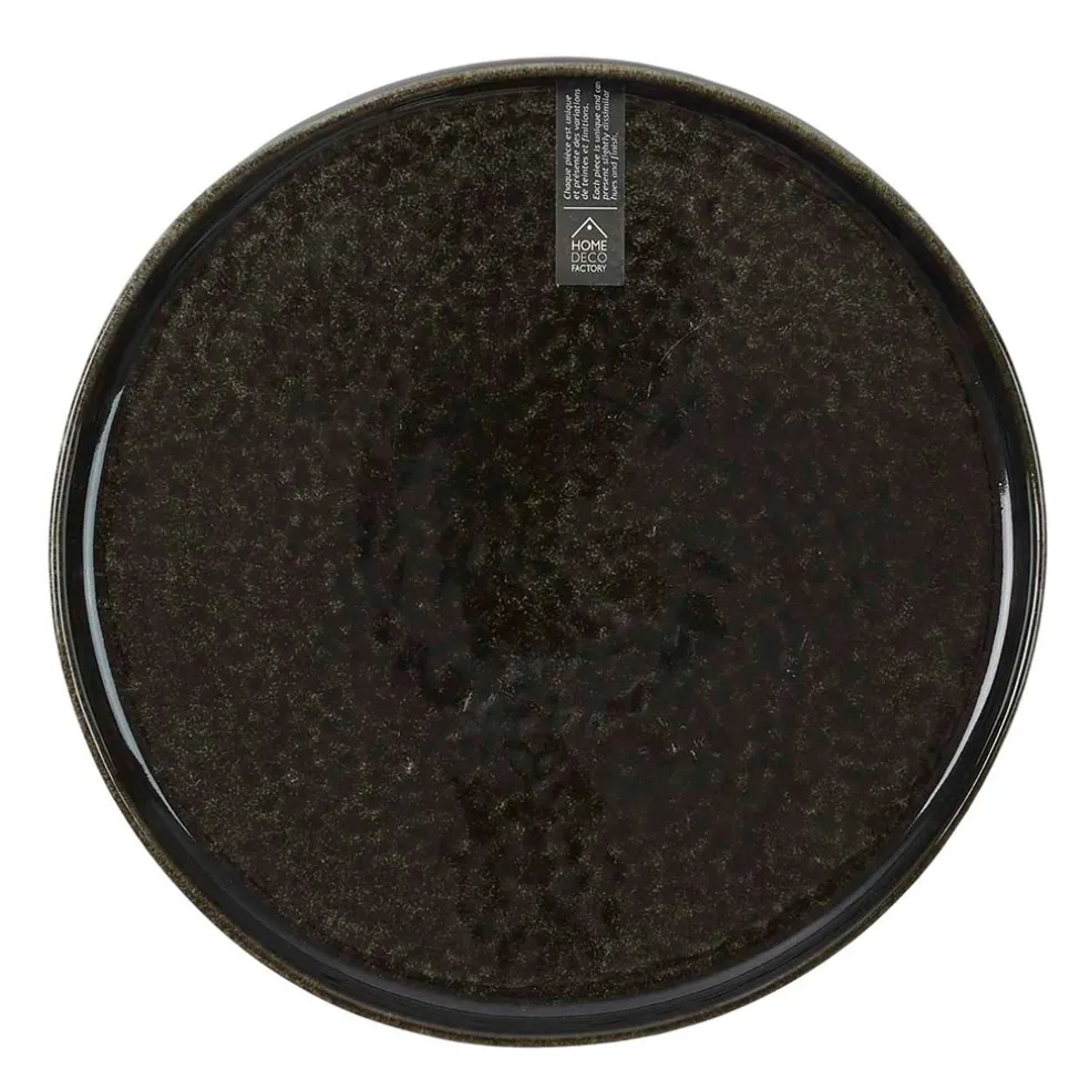 Assiette à dessert en grès noir d20.5cm
