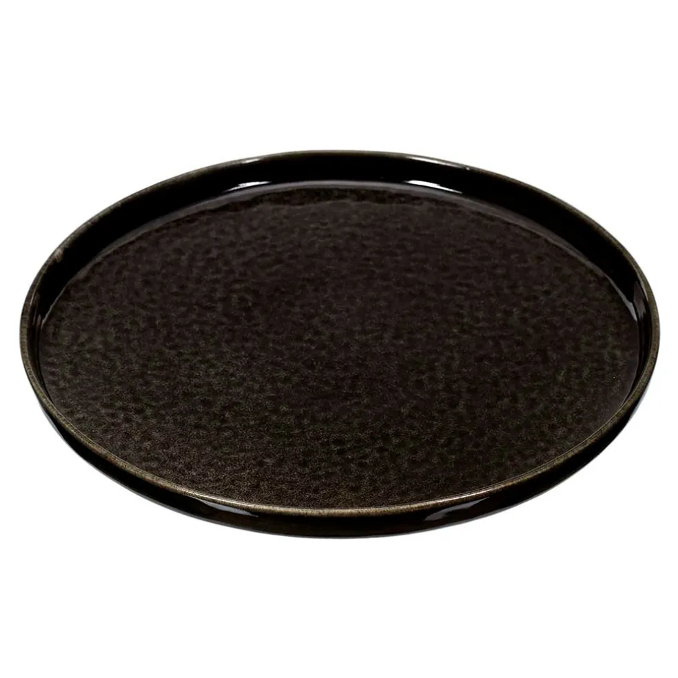 Assiette à dessert en grès noir d20.5cm