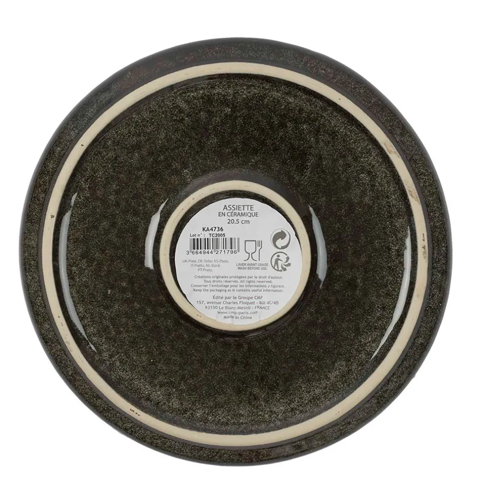 Assiette à dessert en grès noir d20.5cm