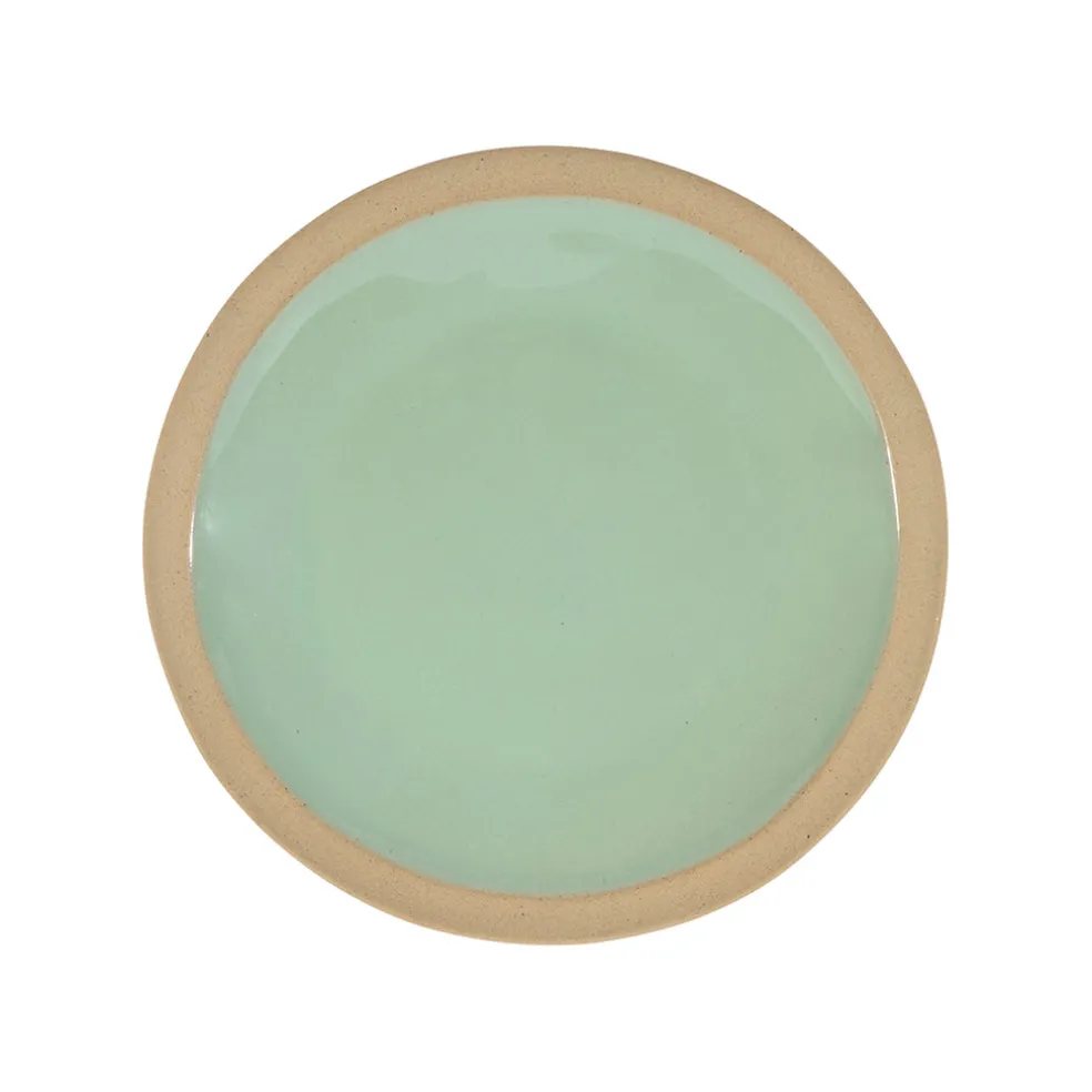 Assiette à dessert en grès vert d'eau d21.5cm - Jade