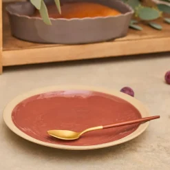 Assiette à dessert en grès tomette d21.5cm - Jade