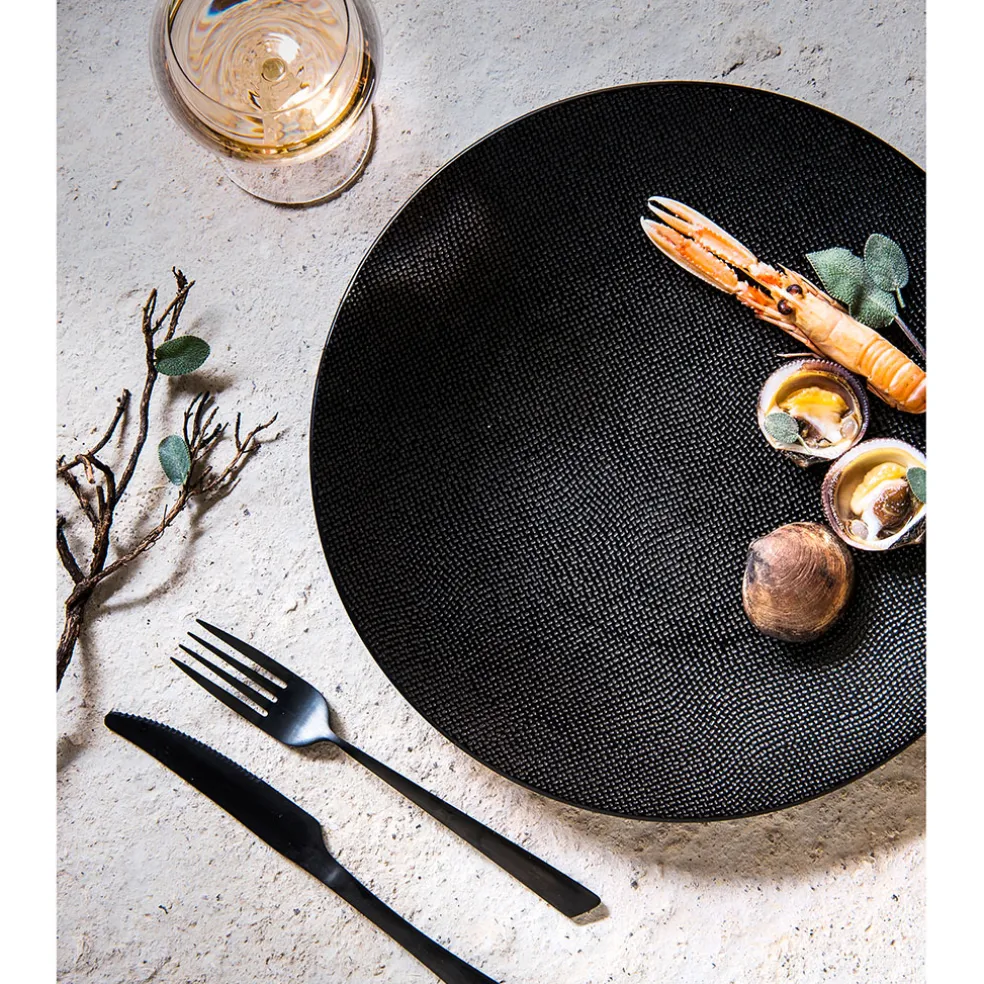 Assiette à dessert en grès noir d20.5cm - Vesuvio
