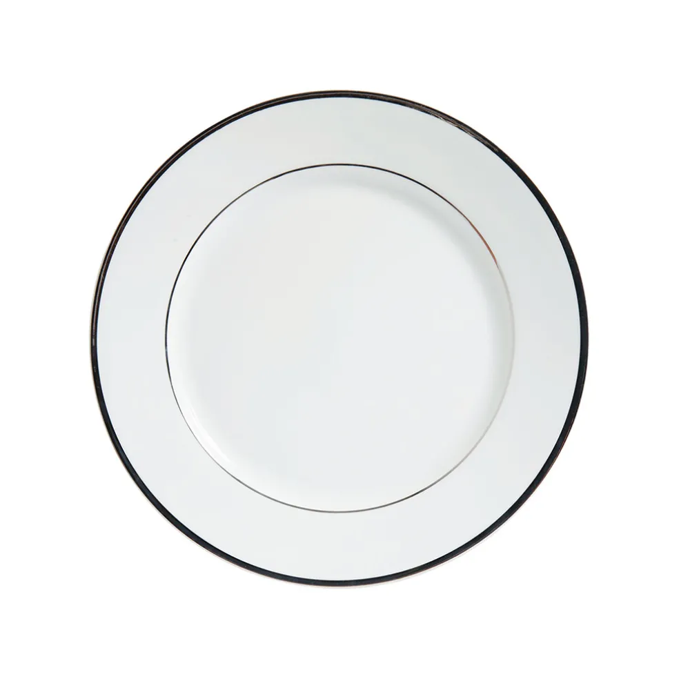 Assiette à dessert en porcelaine blanc et platine d20cm - ginger