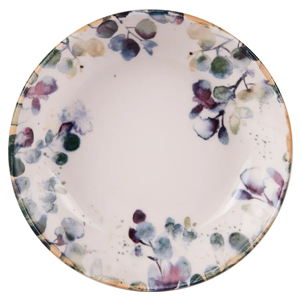 Assiette à pates en faïence blanc d22cm - Garden