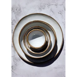 Assiette a dessert en grès nacré d20cm - Nori