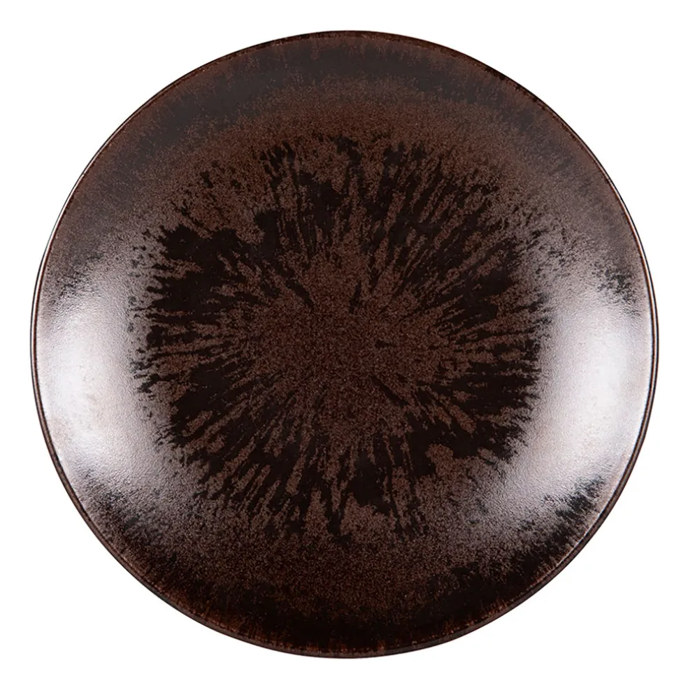 Assiette calotte en grès marron d22cm - Onyx