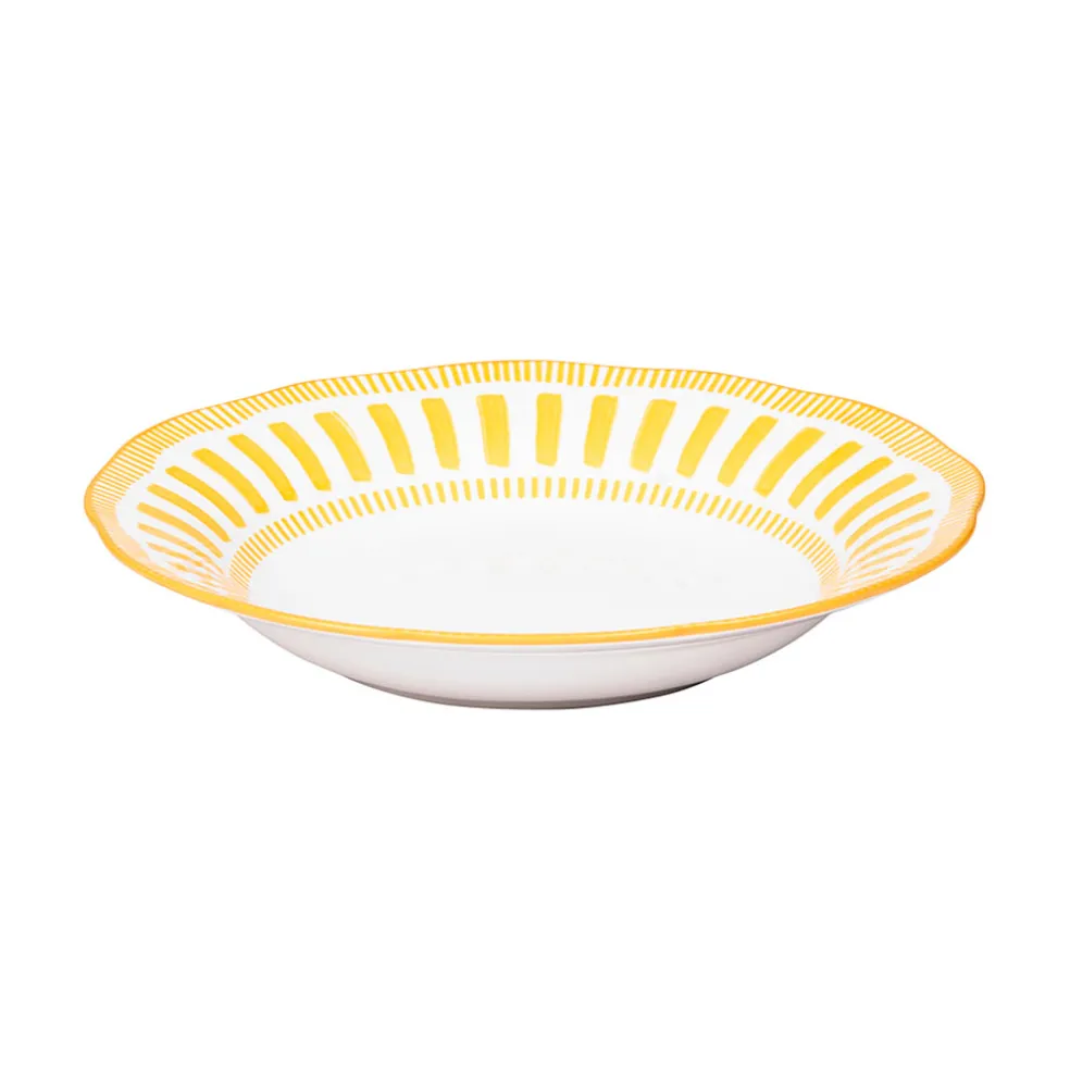 Assiette calotte en porcelaine jaune d22cm - Napoli