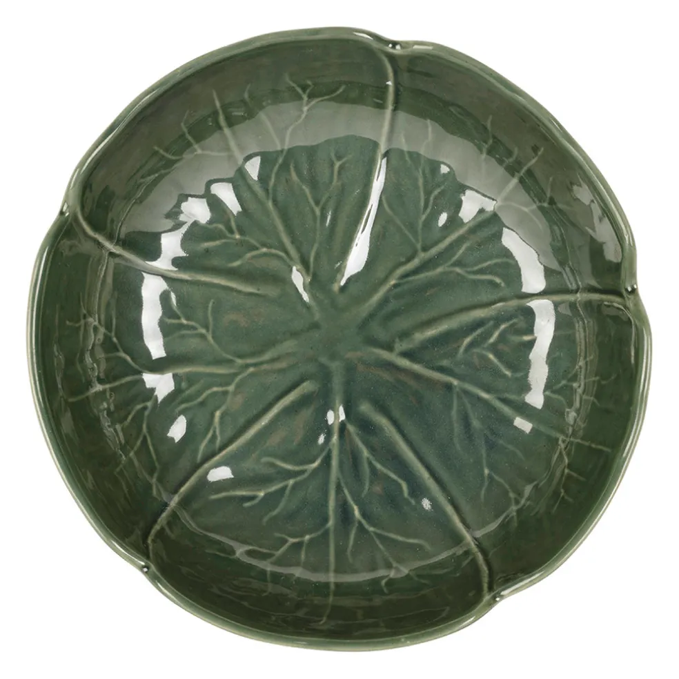 Assiette creuse chou en grès vert d20cm