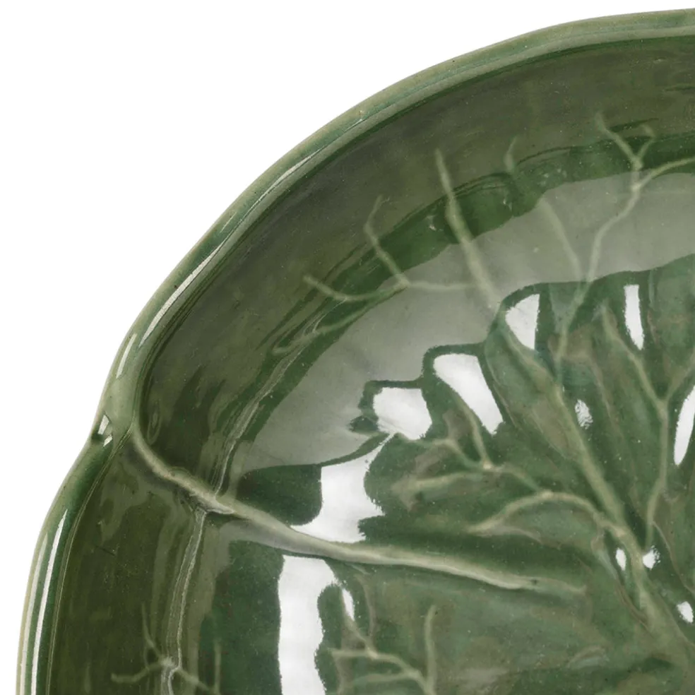 Assiette creuse chou en grès vert d20cm