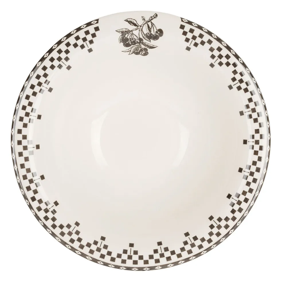 Assiette creuse en faïence anthracite d20cm - Damier