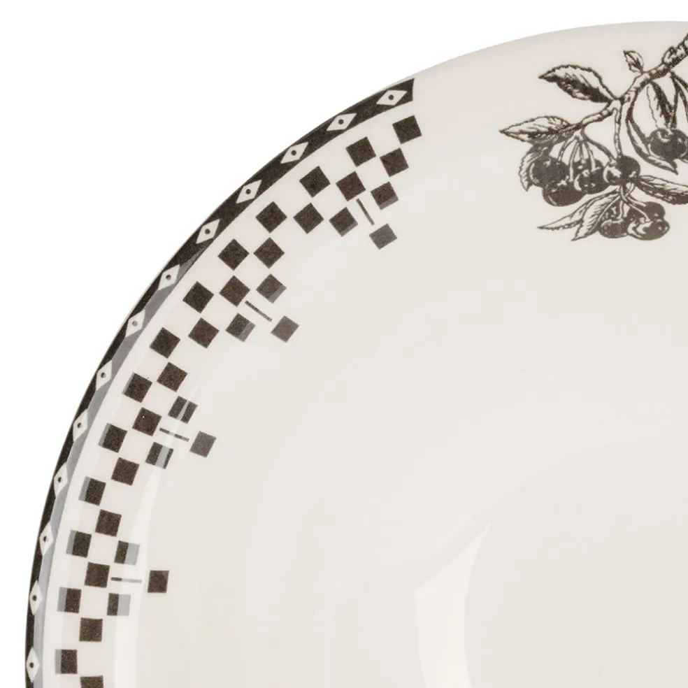 Assiette creuse en faïence anthracite d20cm - Damier