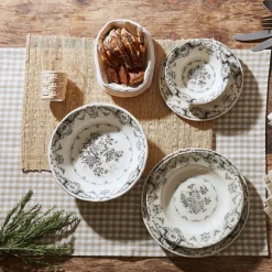 Assiette creuse en faïence gris d23cm - clothilde