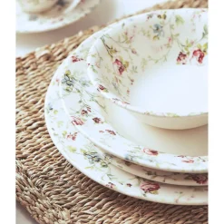 Assiette creuse en faïence multicolore d23cm - fleurs champs