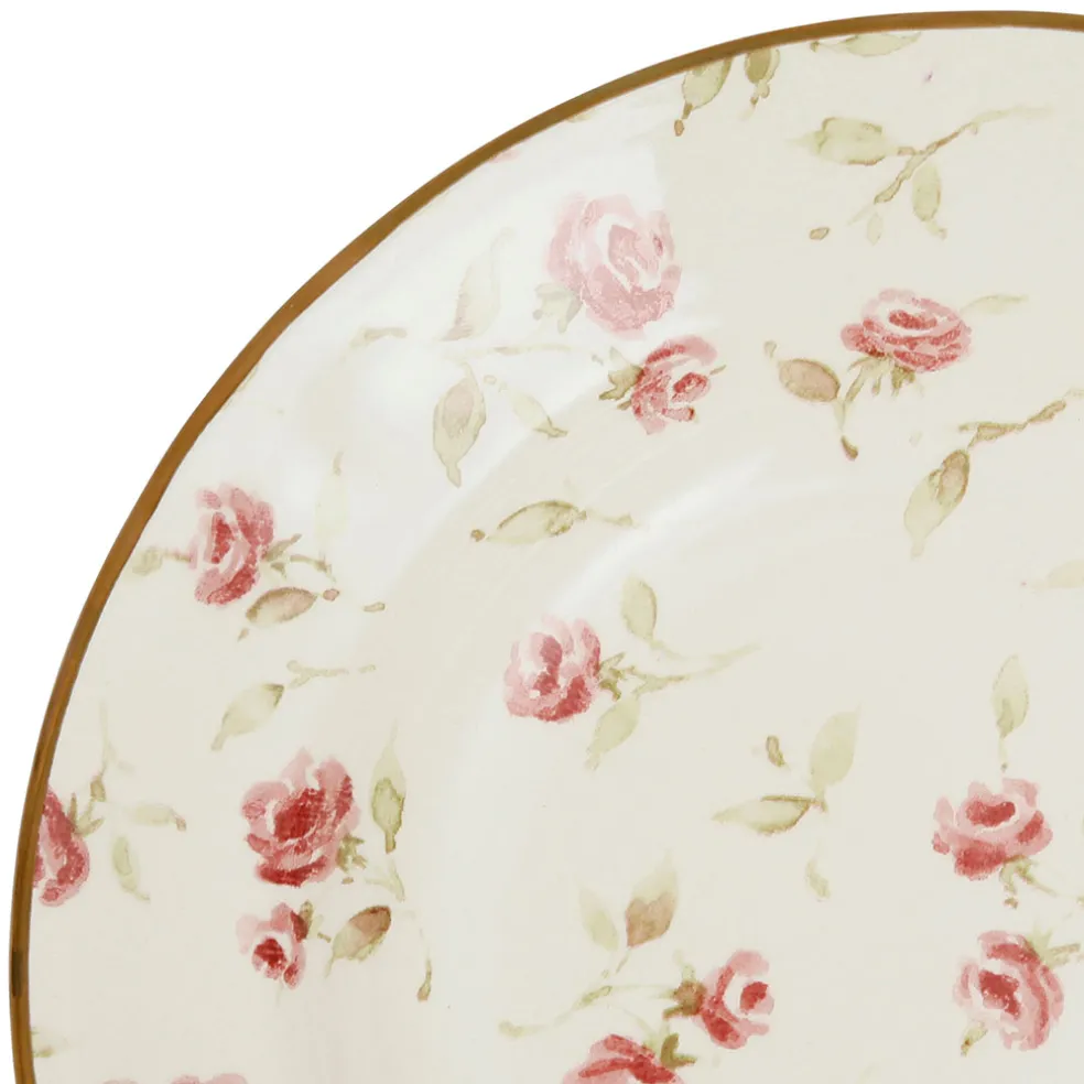 Assiette creuse en faïence rose et doré d23cm - Rose