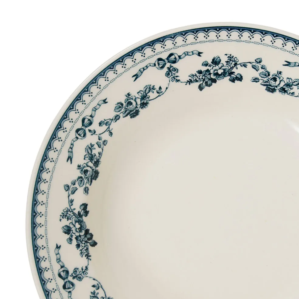 Assiette creuse en faïence bleu ancien d23cm - faustine