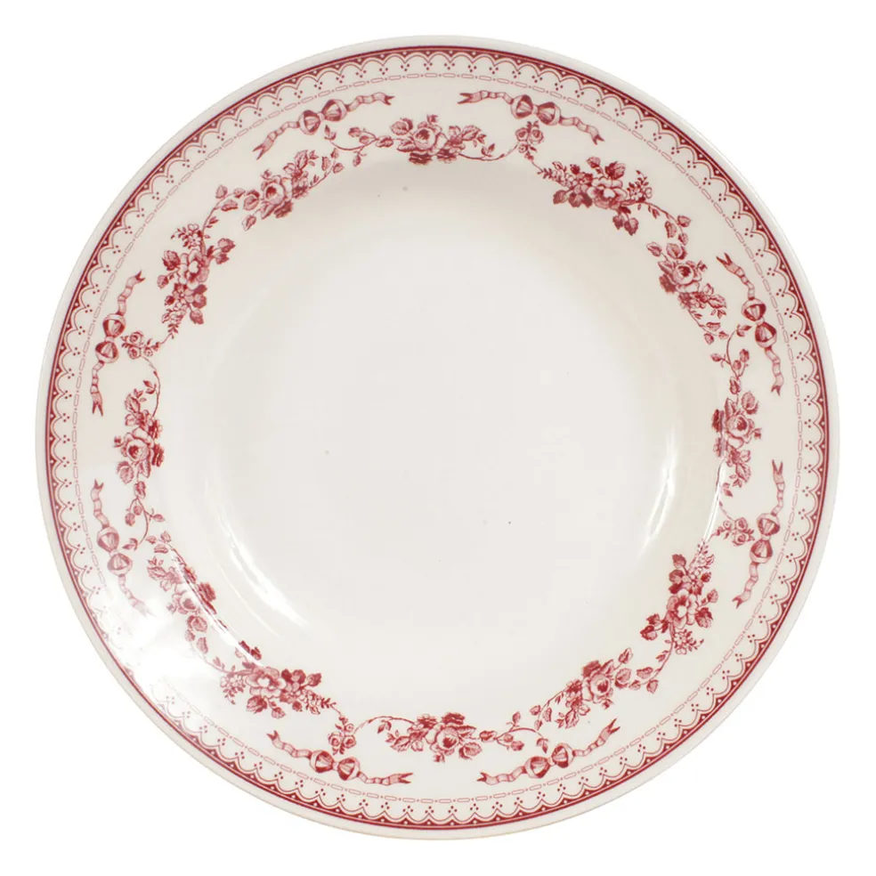 Assiette creuse en faïence bordeaux d23cm - faustine