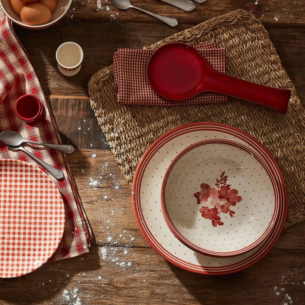 Assiette creuse en faIence rouge antique d20cm- josephine