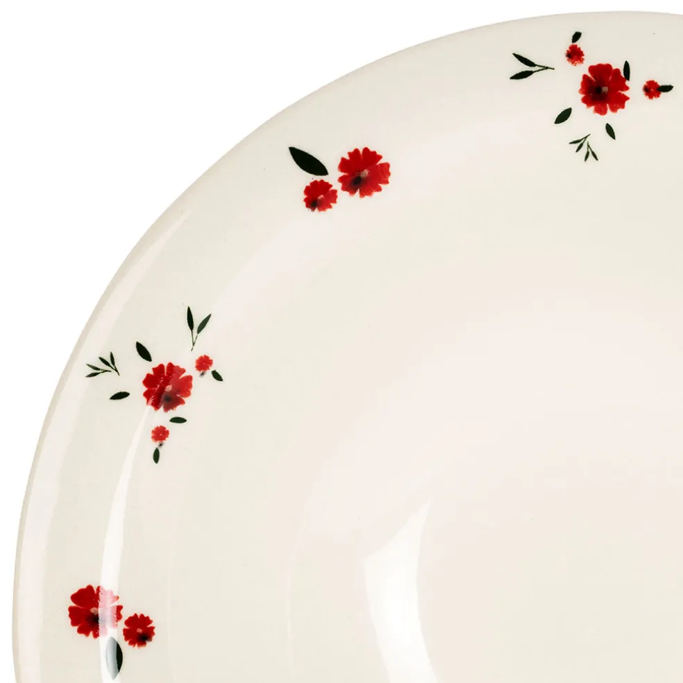 Assiette creuse en faience rouge d20cm - Paquerette