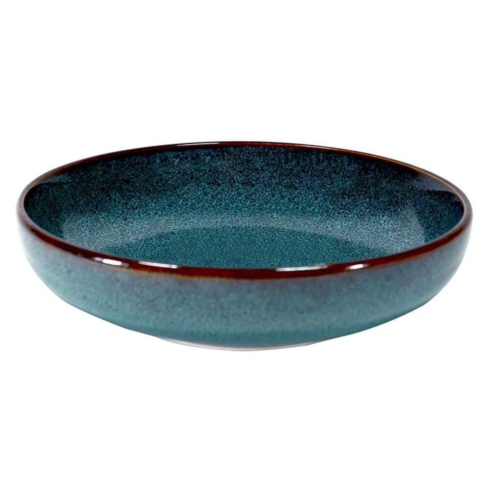 Assiette creuse en grès bleu d19cm - Volga