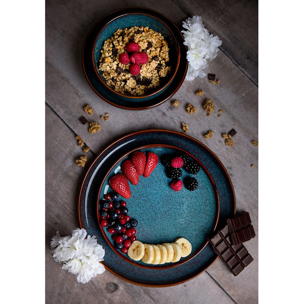 Assiette creuse en grès bleu d19cm - Volga