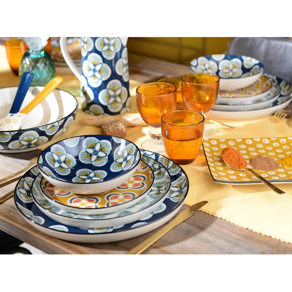 Assiette creuse en grès bleu d19cm - imany