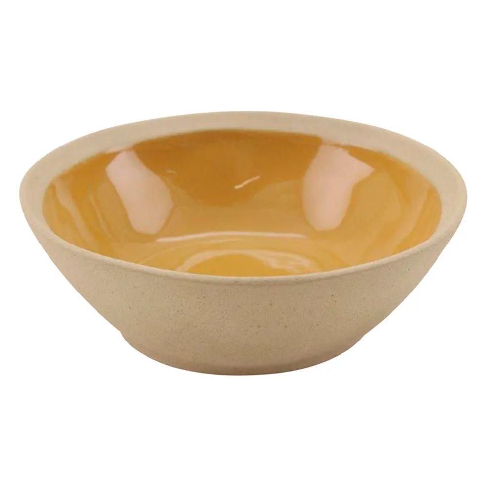 Assiette creuse en grès curry d18cm - Jade