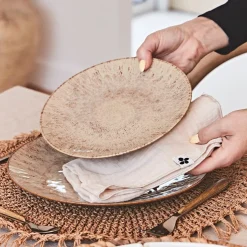 Assiette de dessert en grès brun d21cm - Akaris