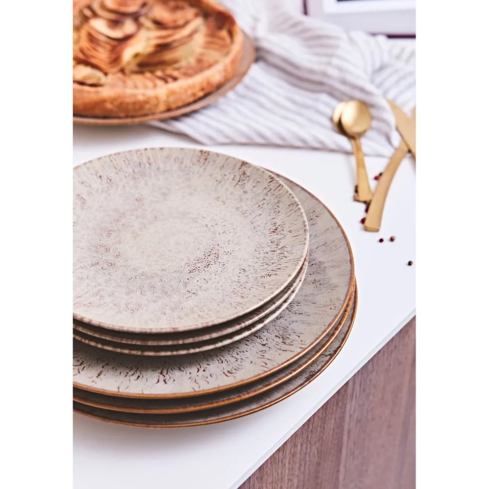 Assiette de dessert en grès brun d21cm - Akaris
