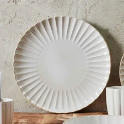 Assiette de présentation en céramique beige d32cm - Vlora