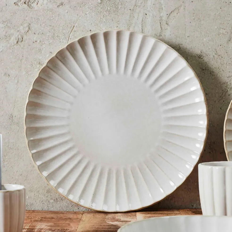 Assiette de présentation en céramique beige d32cm - Vlora