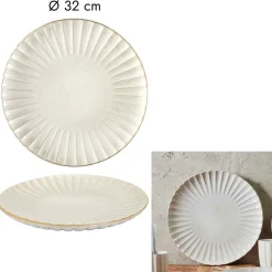 Assiette de présentation en céramique beige d32cm - Vlora