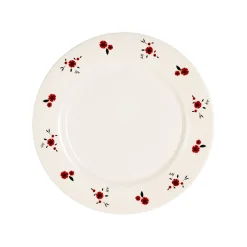 Assiette dessert en faience rouge d22.5cm - Paquerette