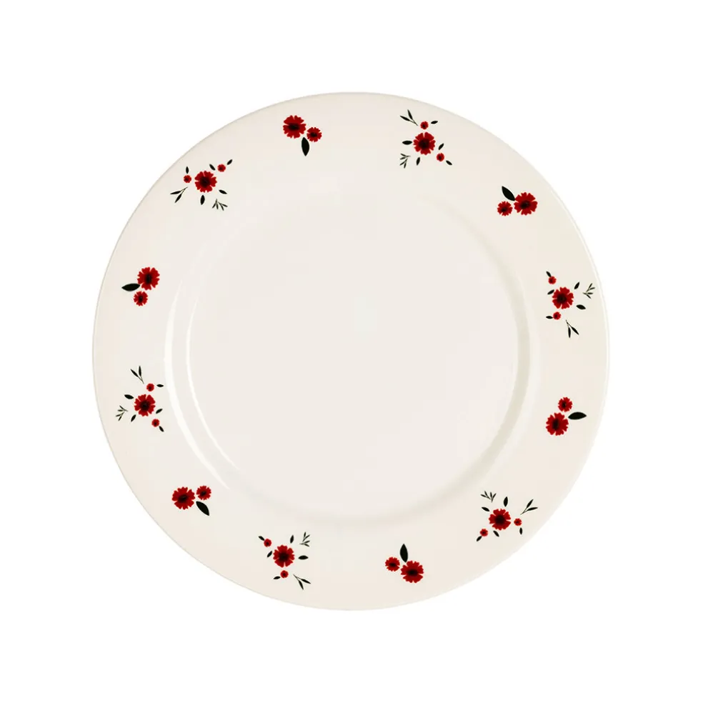Assiette dessert en faience rouge d22.5cm - Paquerette
