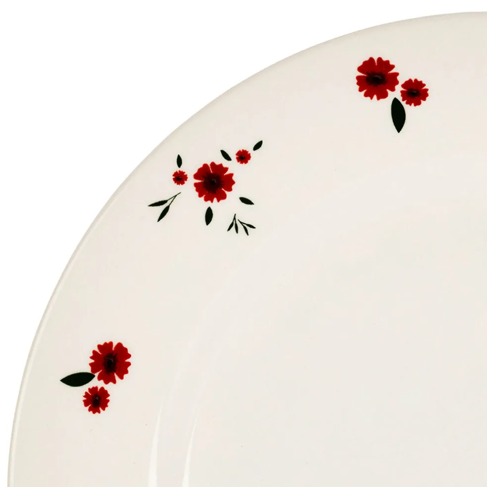 Assiette dessert en faience rouge d22.5cm - Paquerette