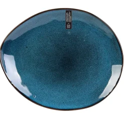 Assiette galet en grès bleu d22cm - au gres du temps